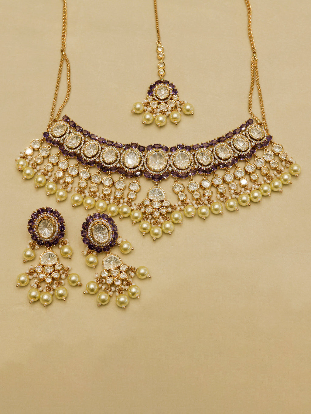 Aanura Pearl Kundan Bridal Necklace Set