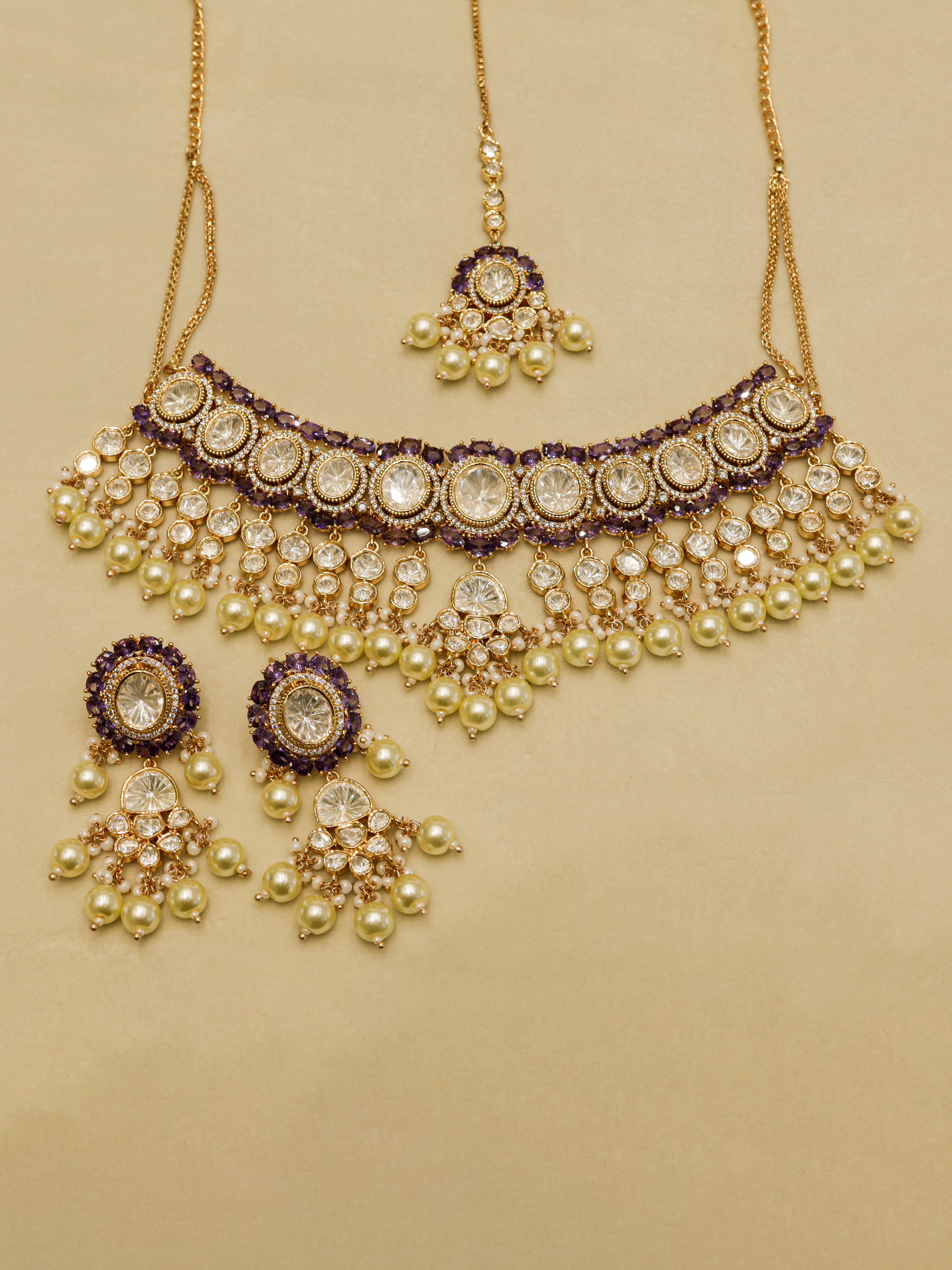 Aanura Pearl Kundan Bridal Necklace Set