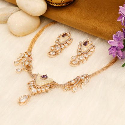 Aanura White Stone Drop Necklace Set