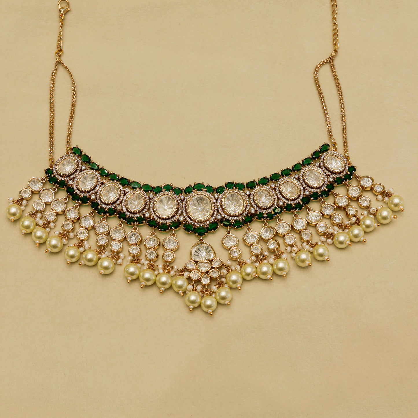 Aanura Pearl Kundan Bridal Necklace Set