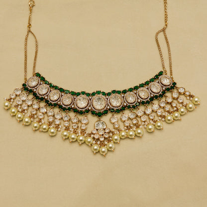 Aanura Pearl Kundan Bridal Necklace Set