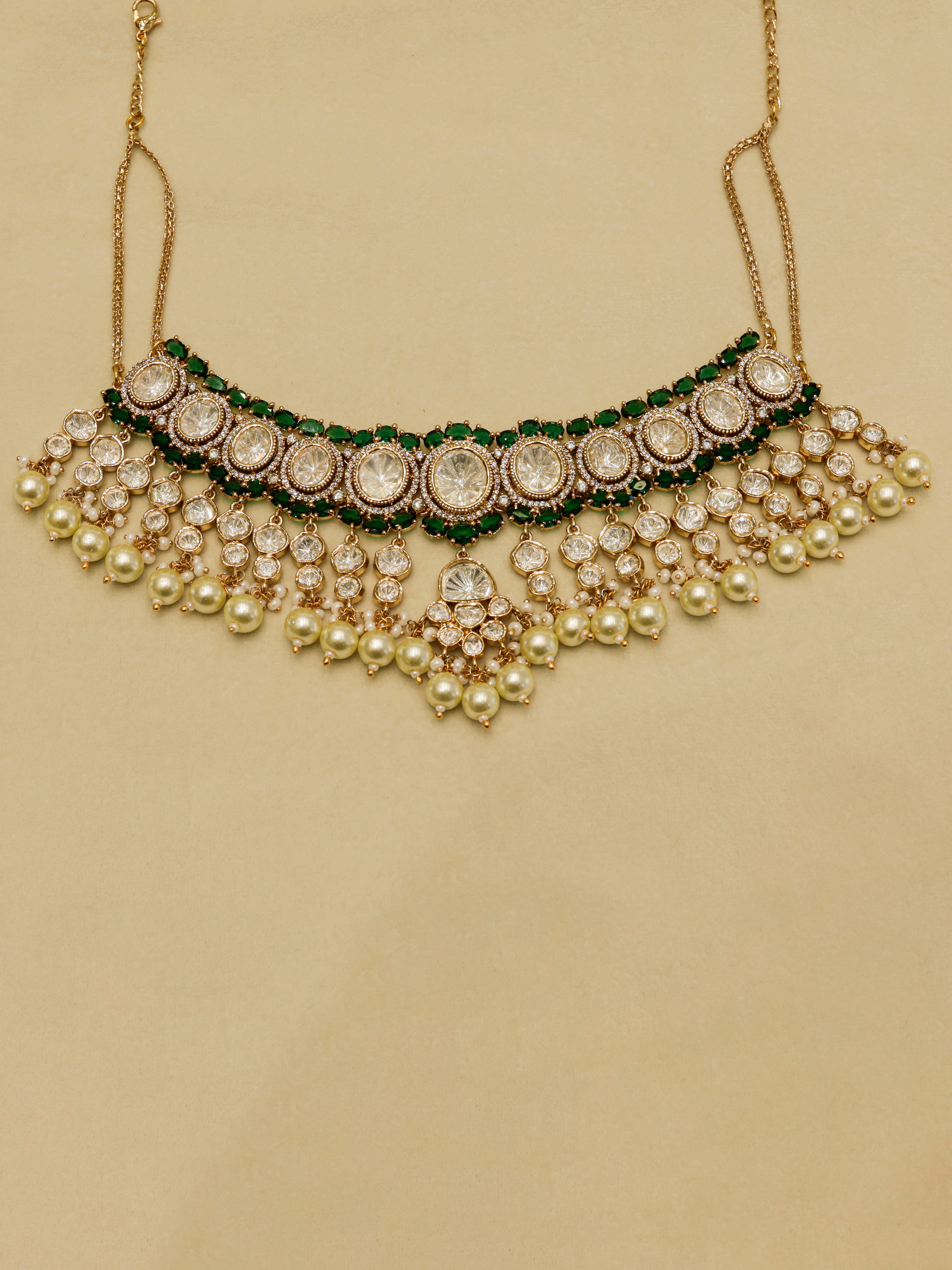 Aanura Pearl Kundan Bridal Necklace Set