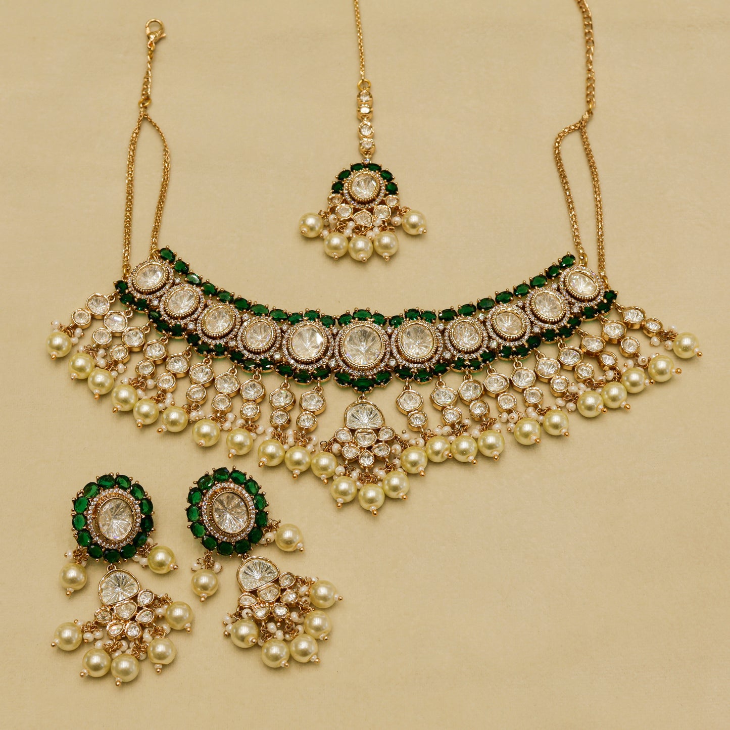 Aanura Pearl Kundan Bridal Necklace Set