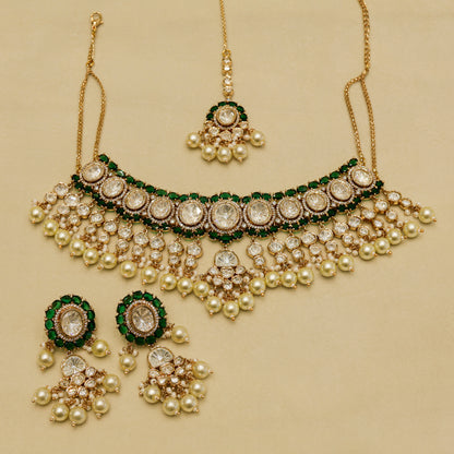 Aanura Pearl Kundan Bridal Necklace Set