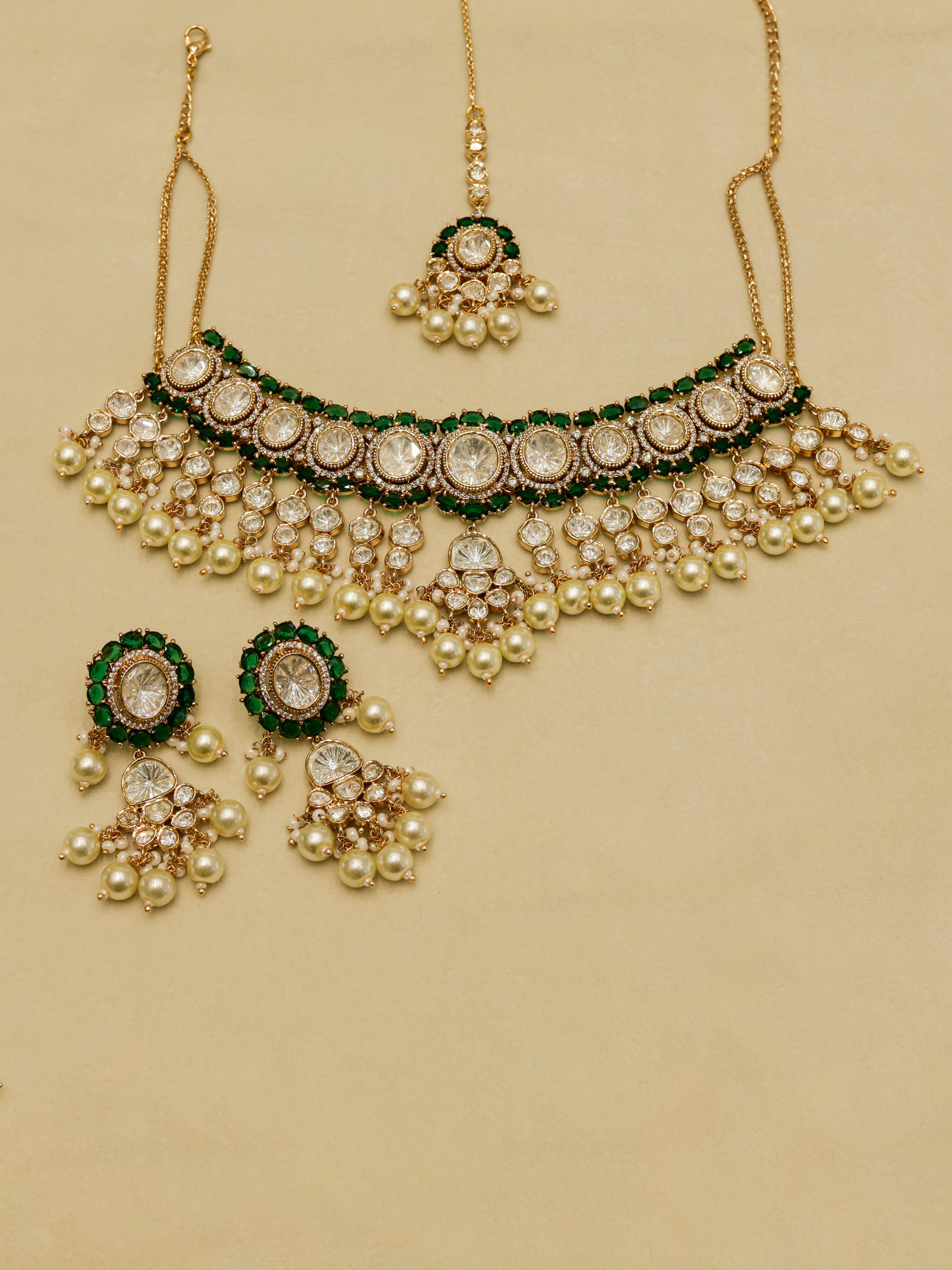 Aanura Pearl Kundan Bridal Necklace Set