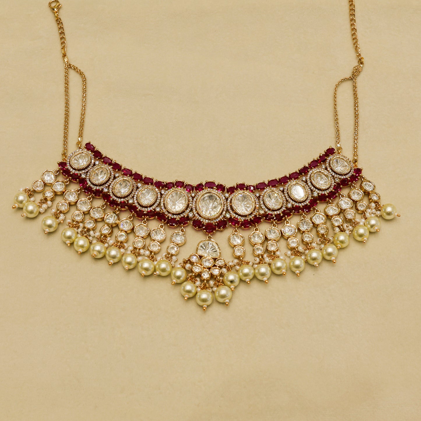 Aanura Pearl Kundan Bridal Necklace Set