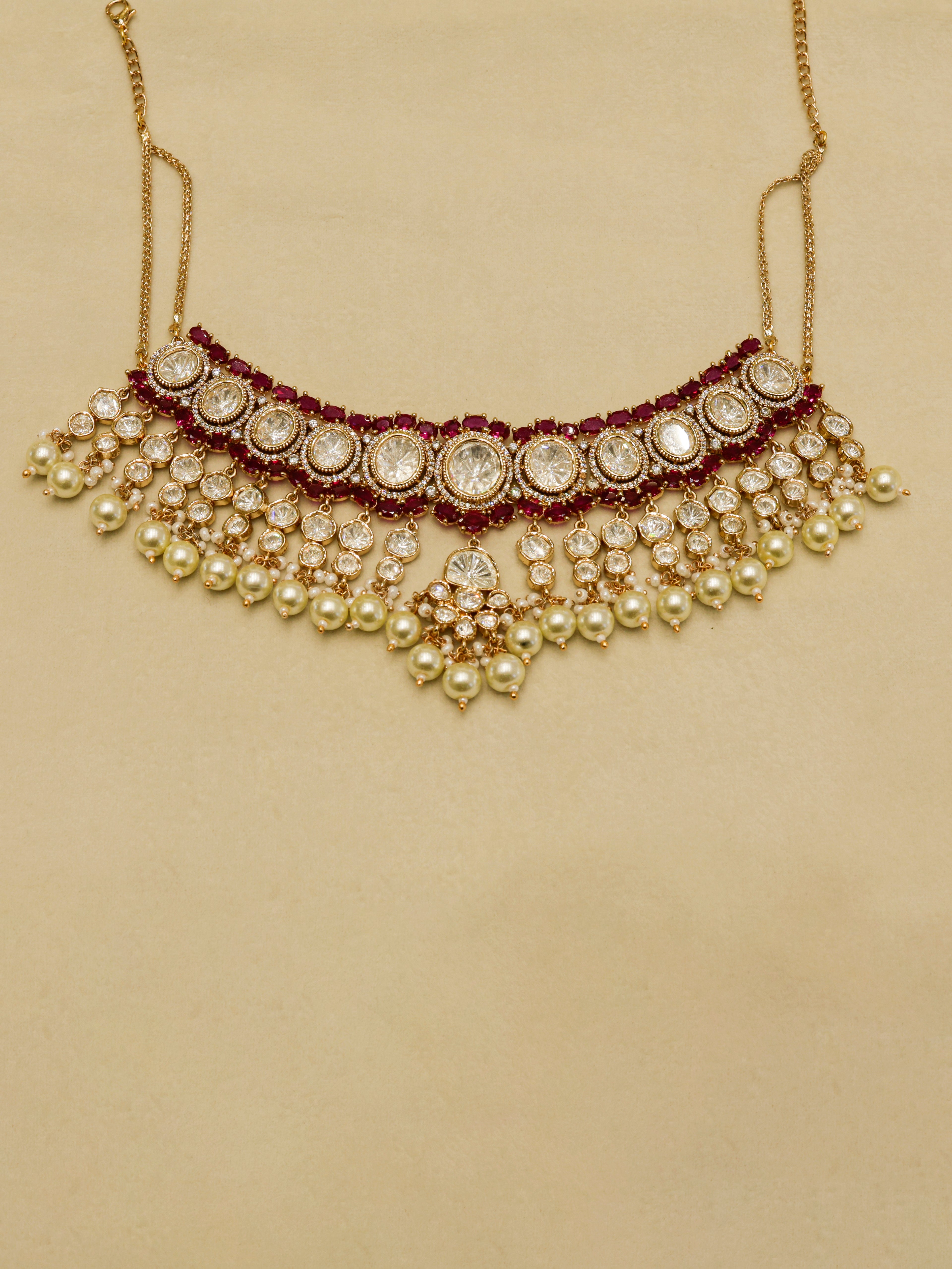 Aanura Pearl Kundan Bridal Necklace Set