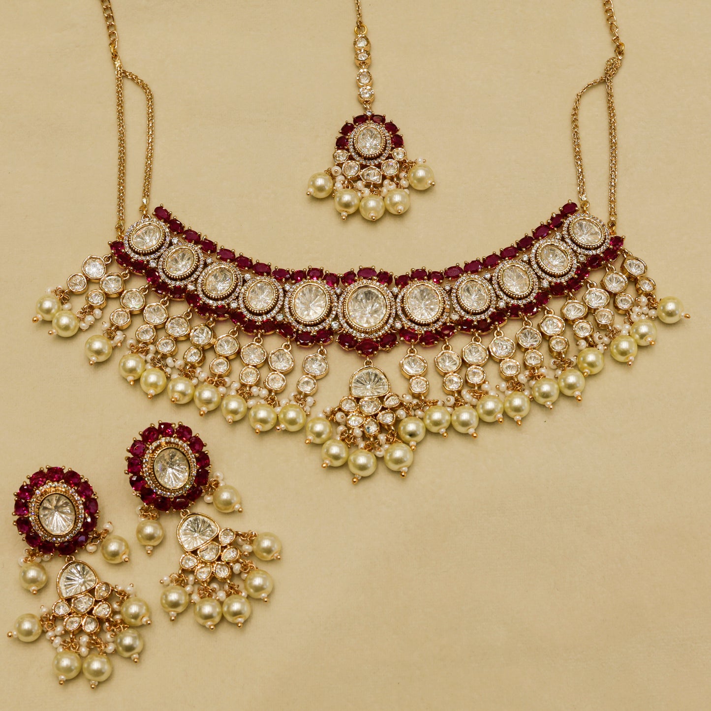 Aanura Pearl Kundan Bridal Necklace Set