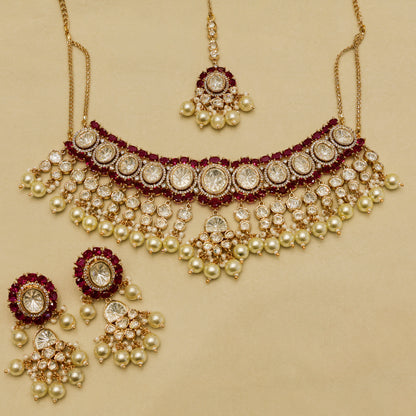Aanura Pearl Kundan Bridal Necklace Set