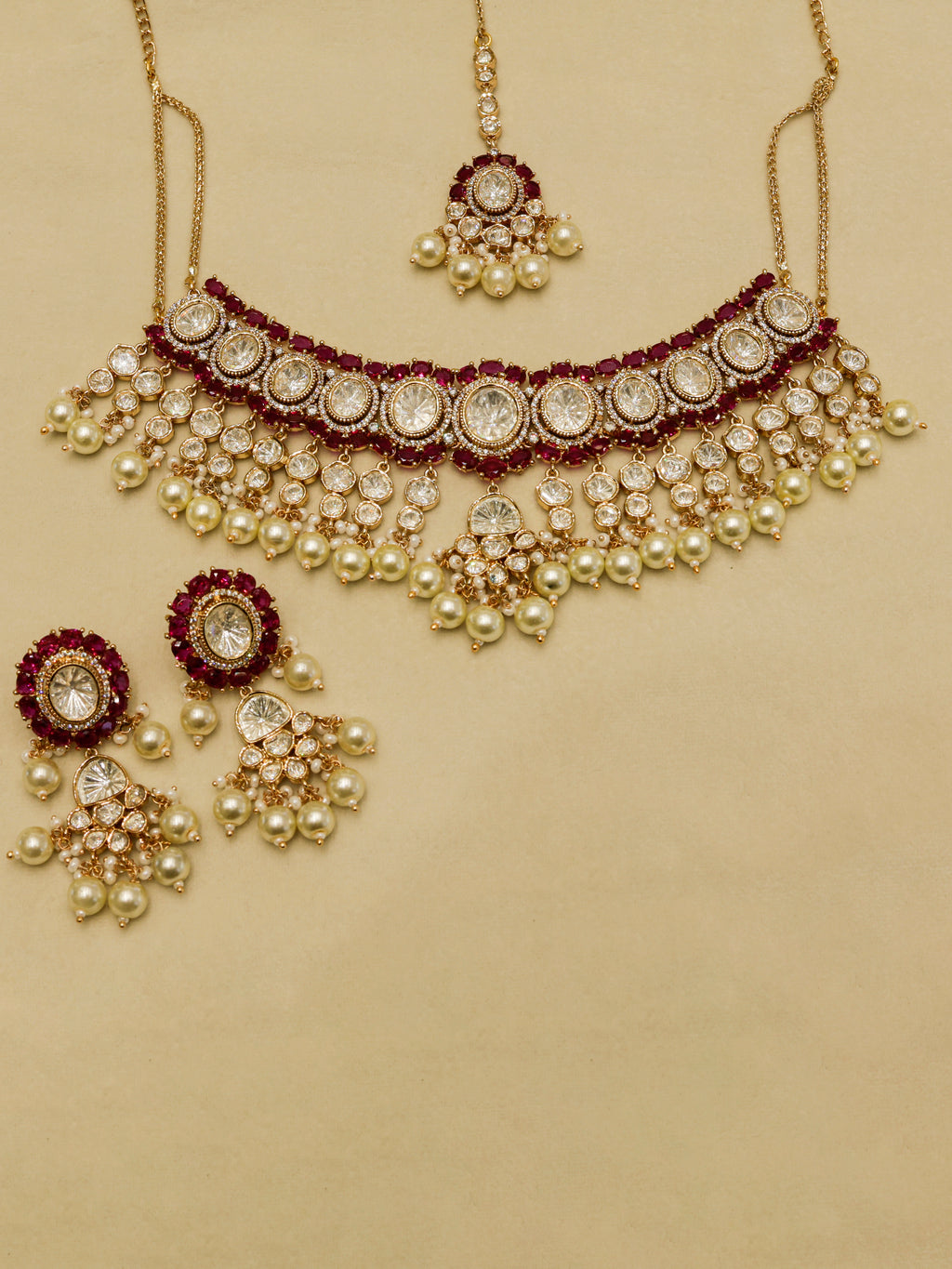 Aanura Pearl Kundan Bridal Necklace Set
