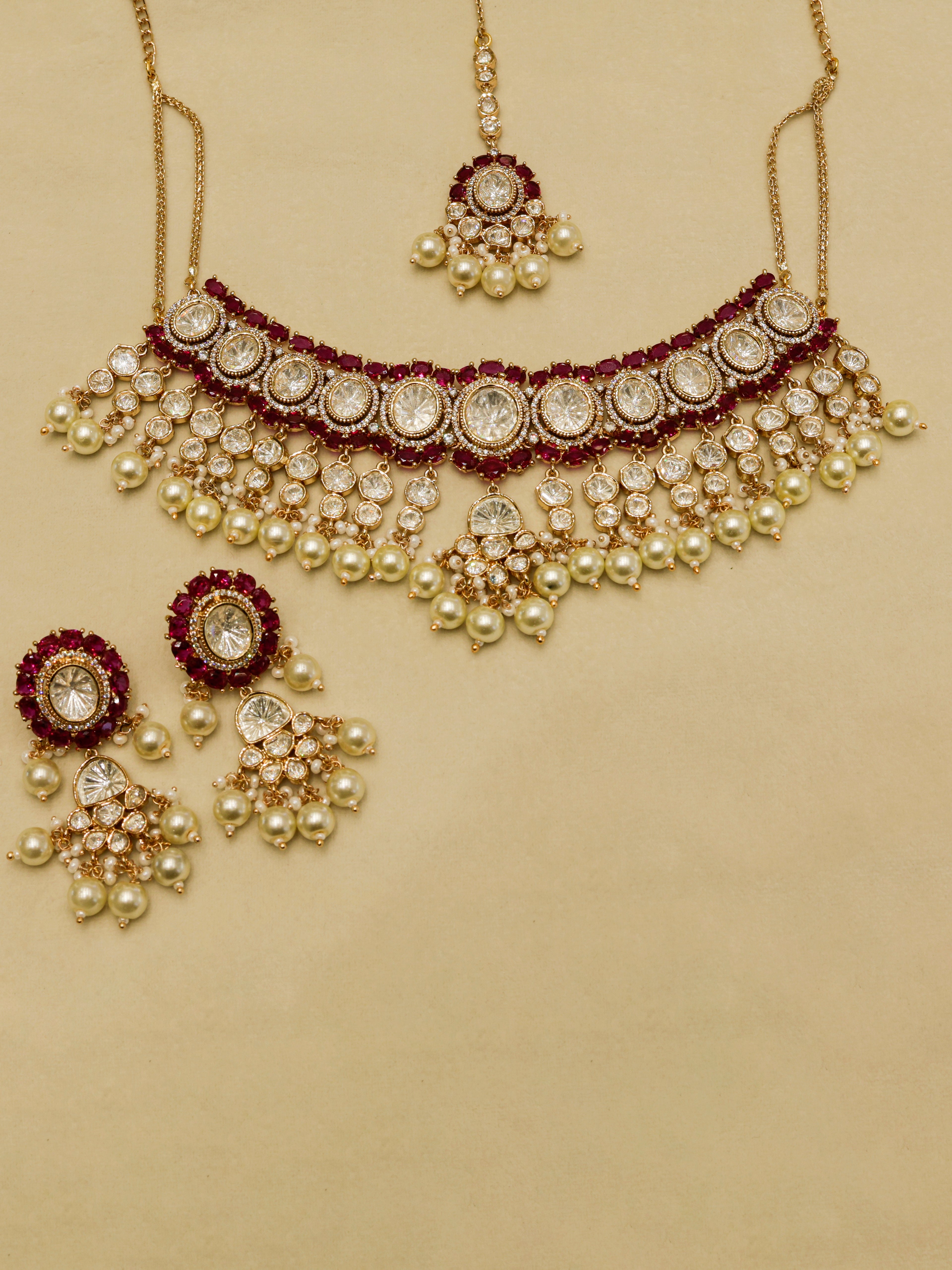 Aanura Pearl Kundan Bridal Necklace Set