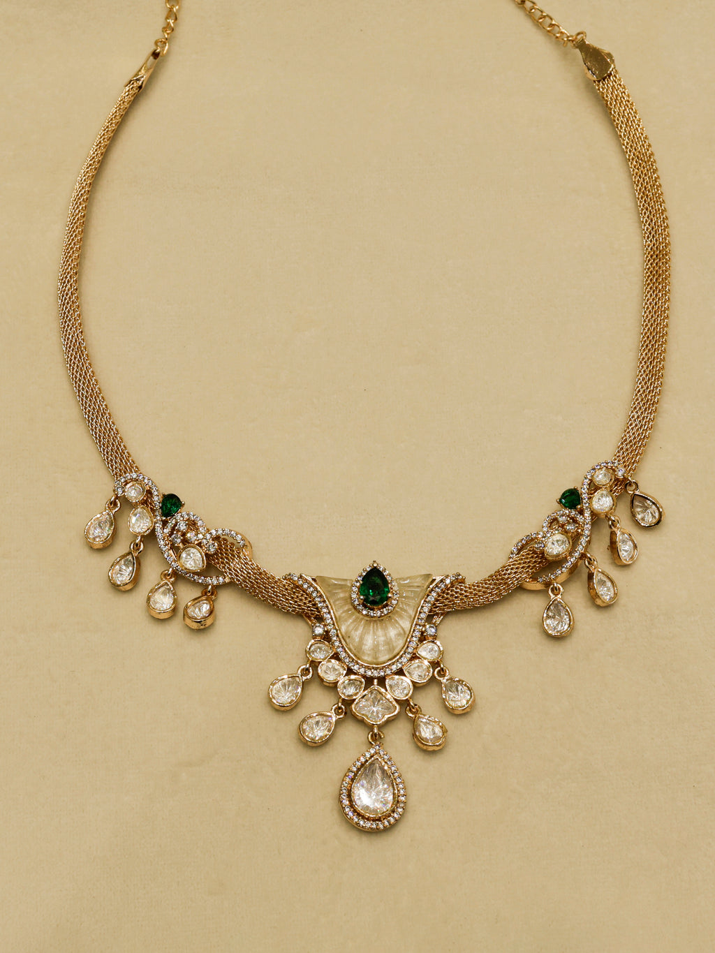 Aanura White Stone Drop Necklace Set