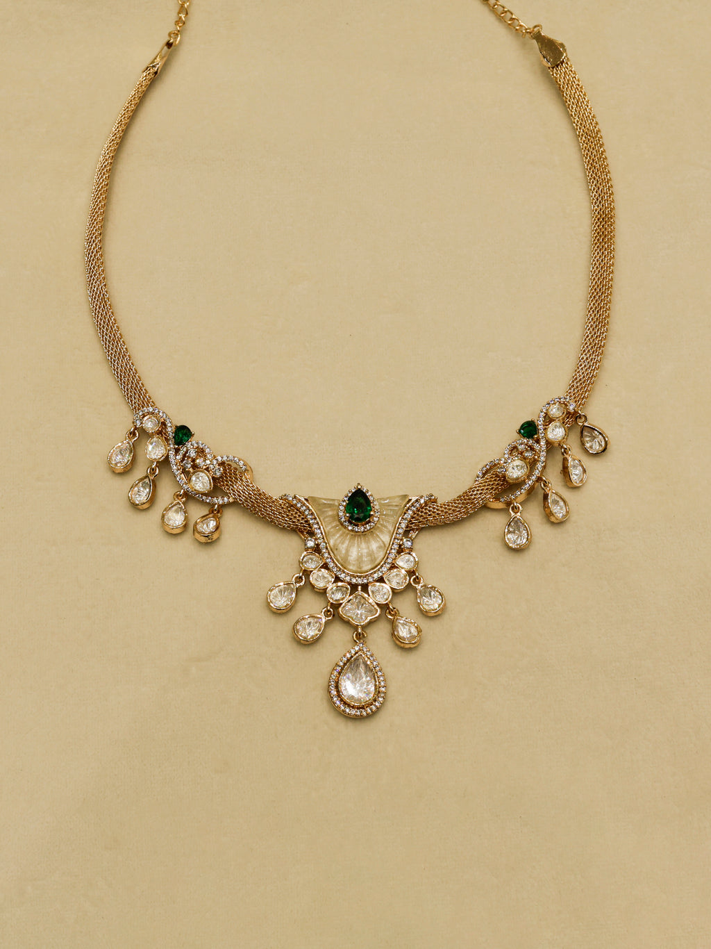 Aanura White Stone Drop Necklace Set