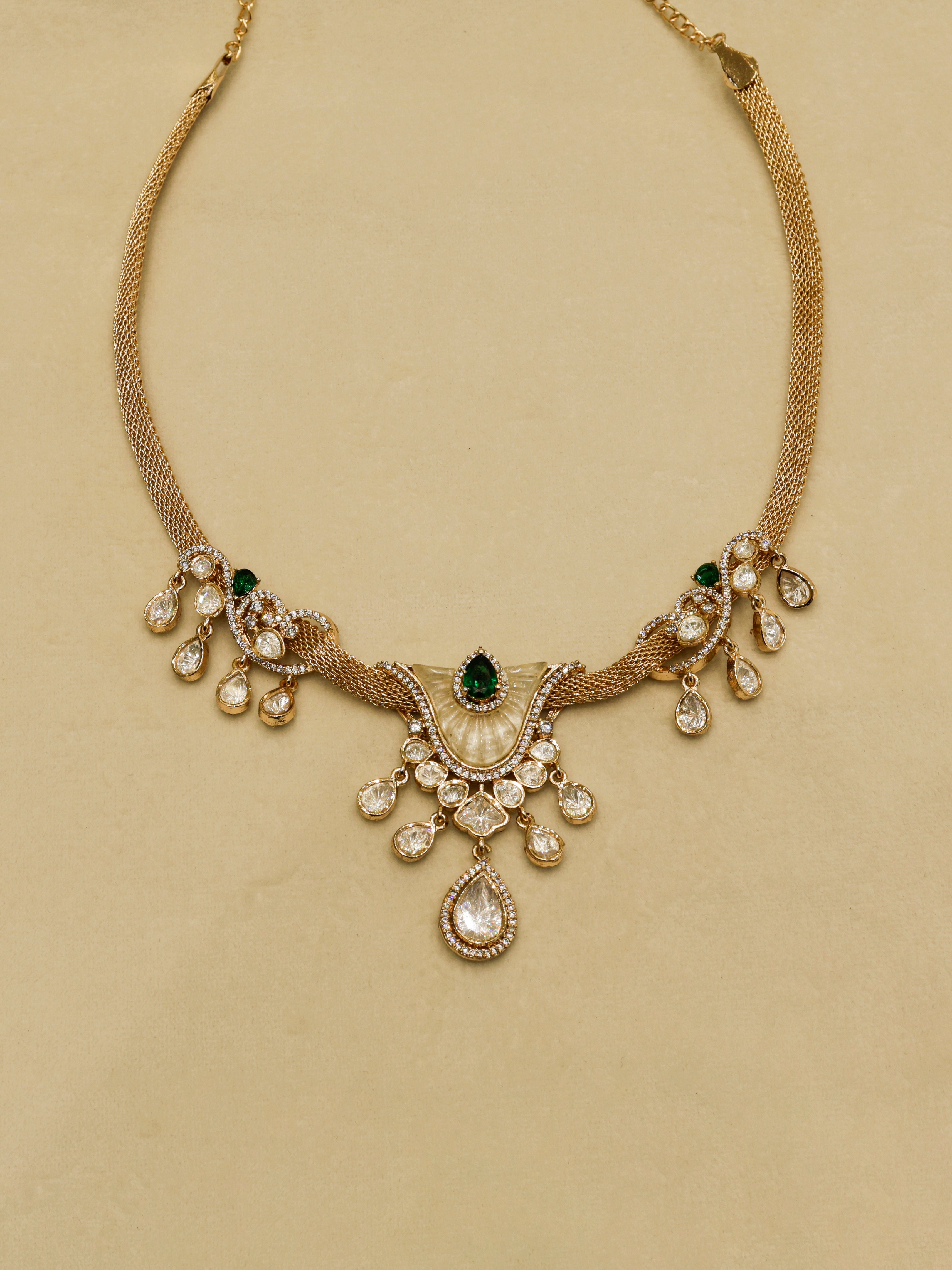 Aanura White Stone Drop Necklace Set
