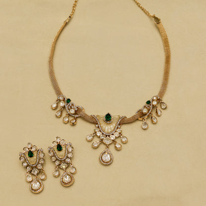 Aanura White Stone Drop Necklace Set