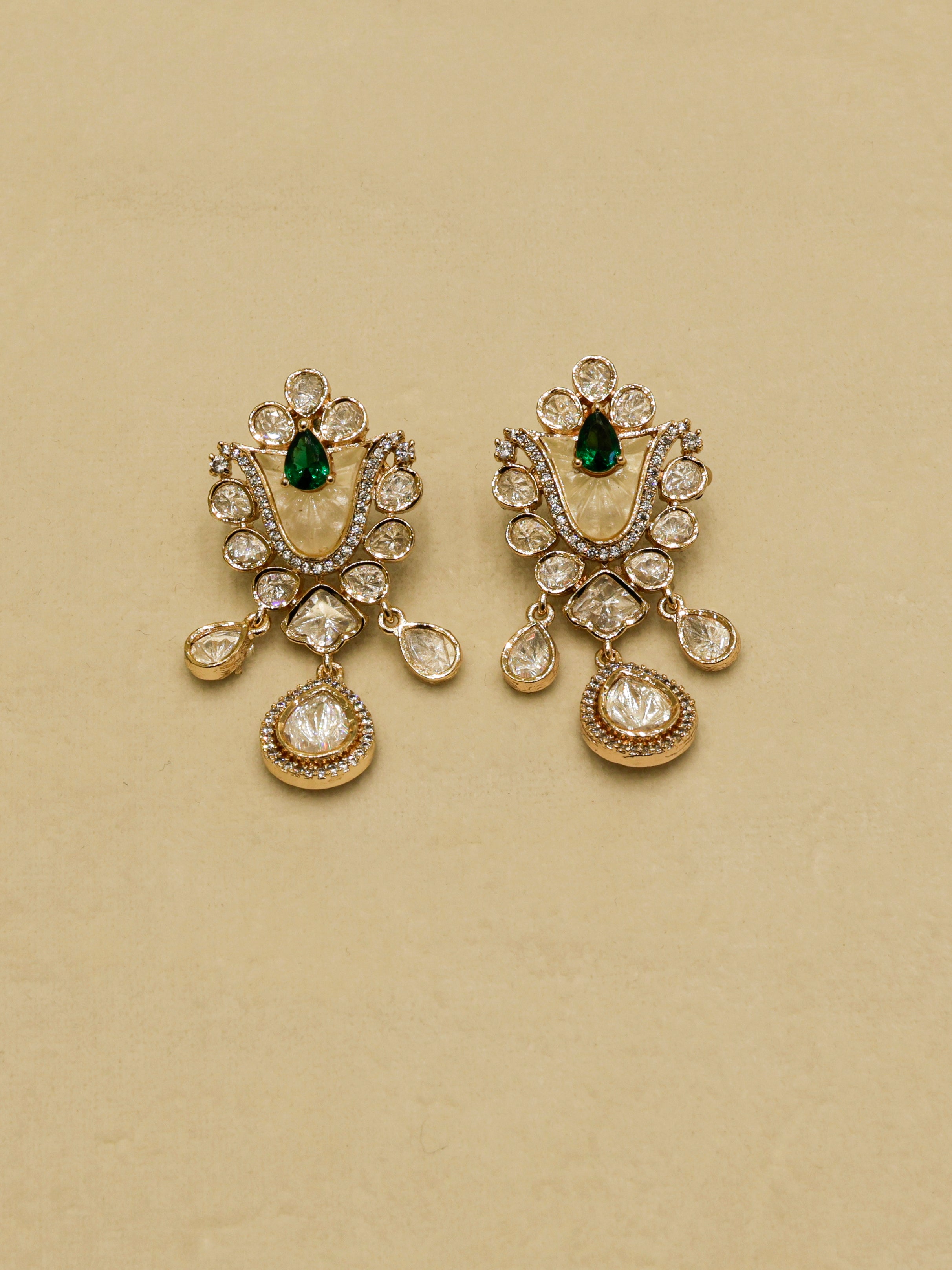 Aanura White Stone Drop Necklace Set
