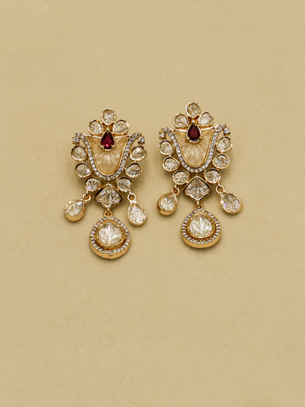 Aanura White Stone Drop Necklace Set