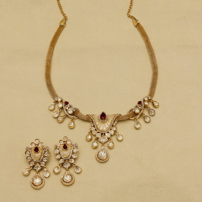Aanura White Stone Drop Necklace Set