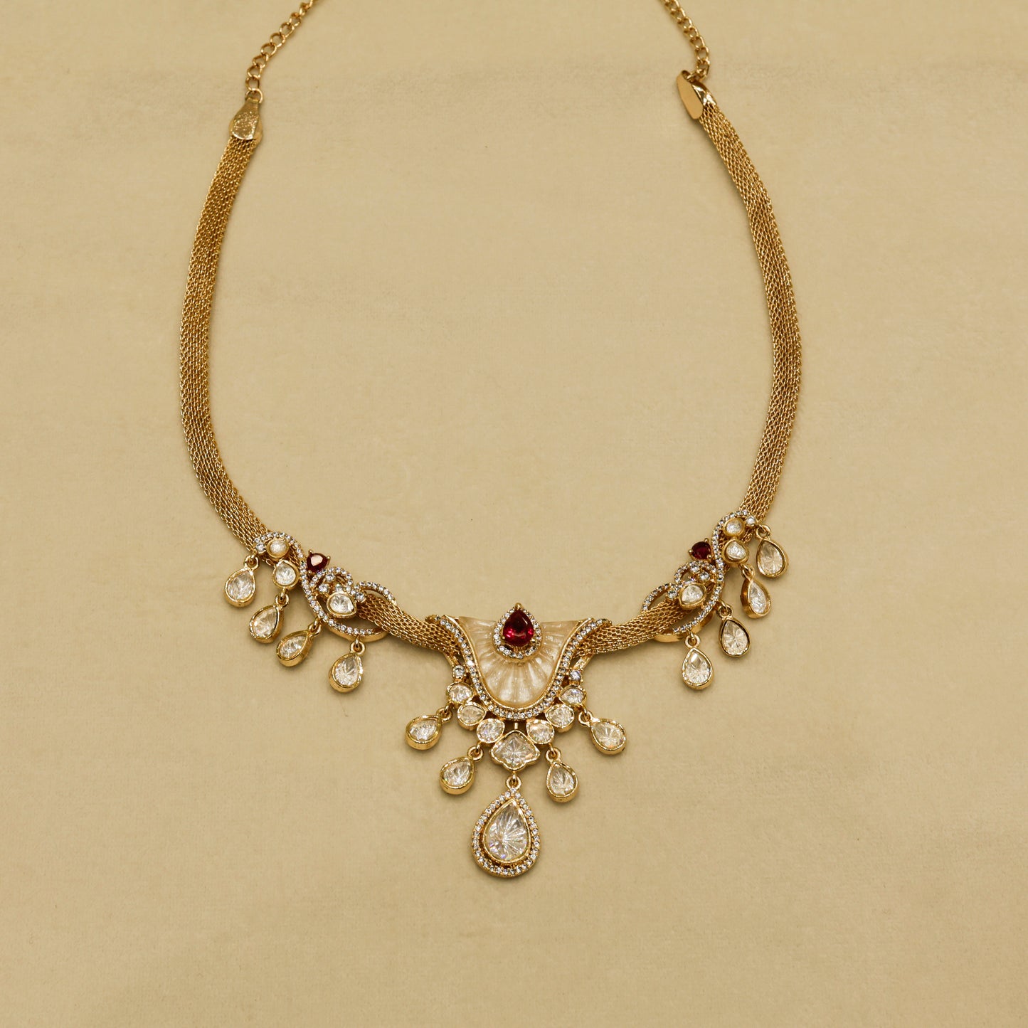 Aanura White Stone Drop Necklace Set