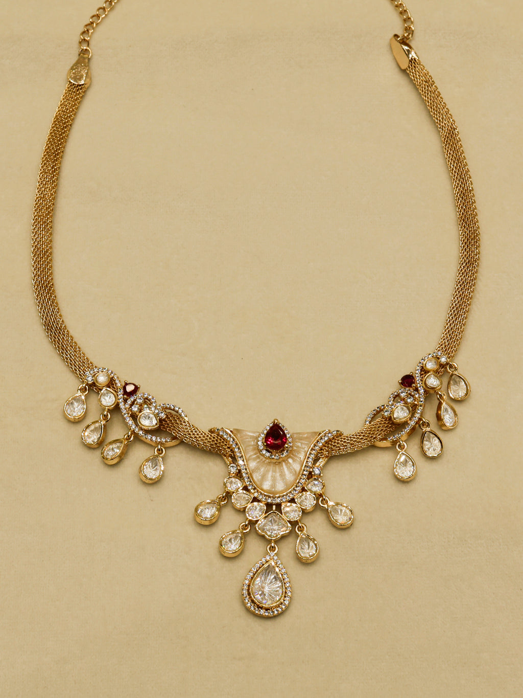 Aanura White Stone Drop Necklace Set
