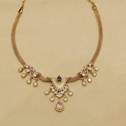 Aanura White Stone Drop Necklace Set