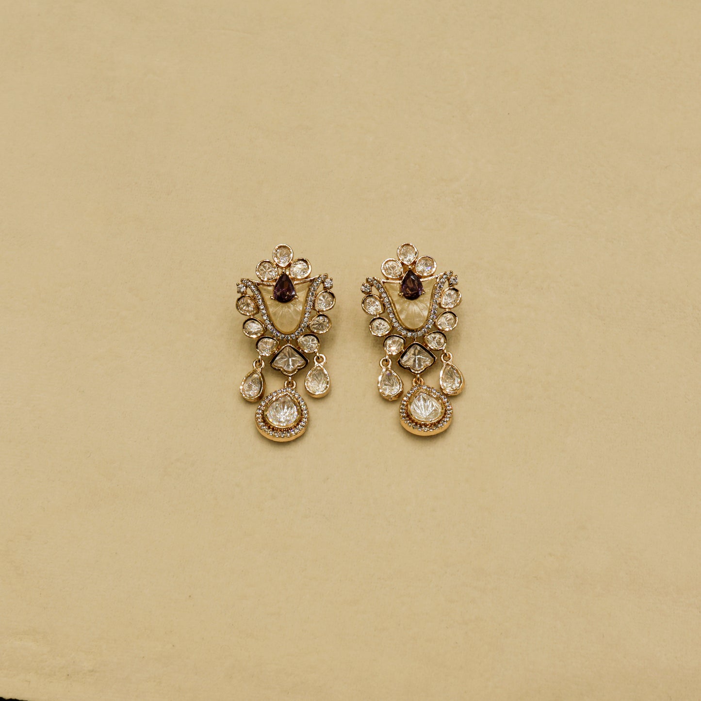 Aanura White Stone Drop Necklace Set