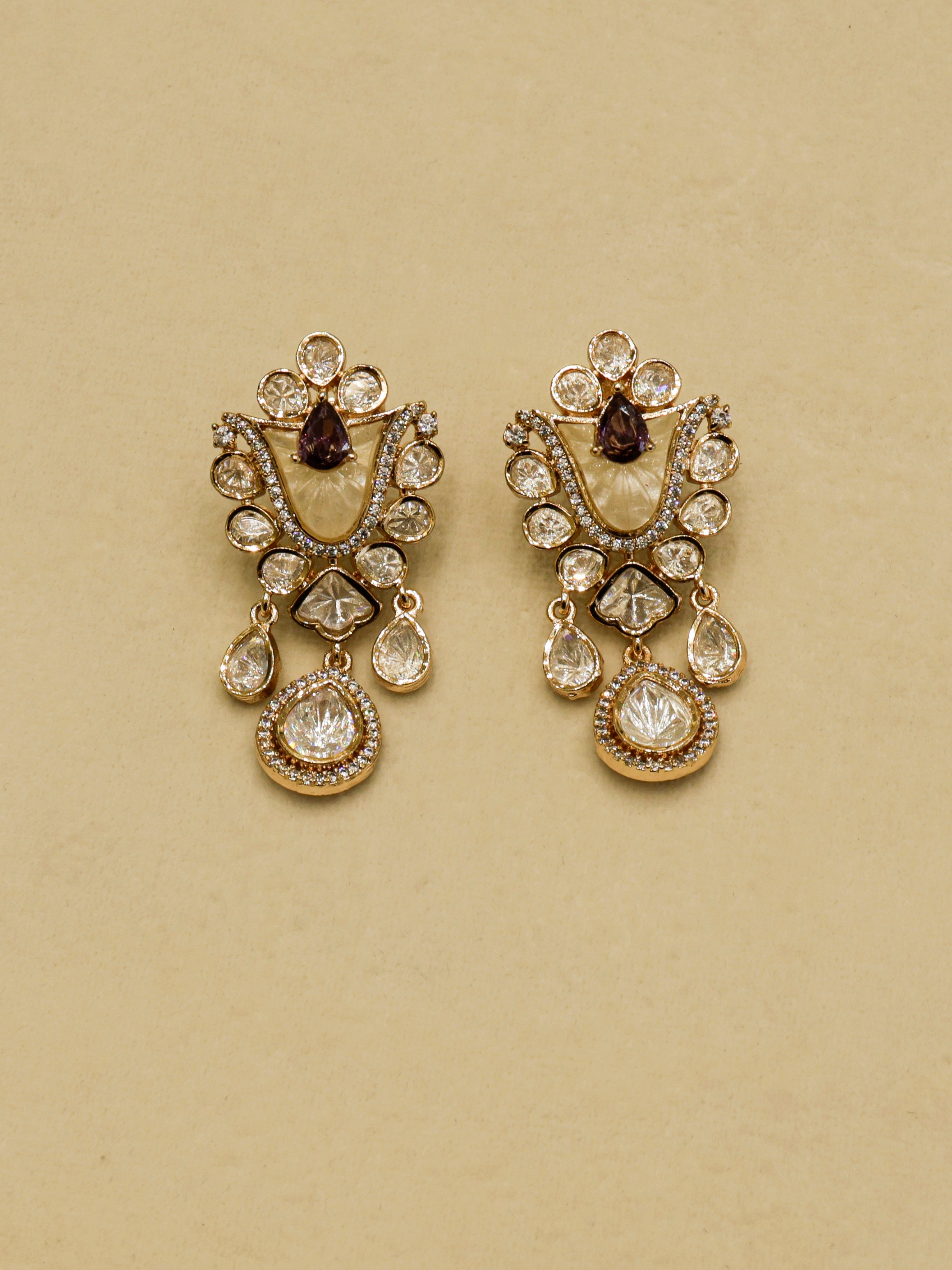 Aanura White Stone Drop Necklace Set