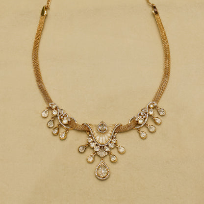 Aanura White Stone Drop Necklace Set