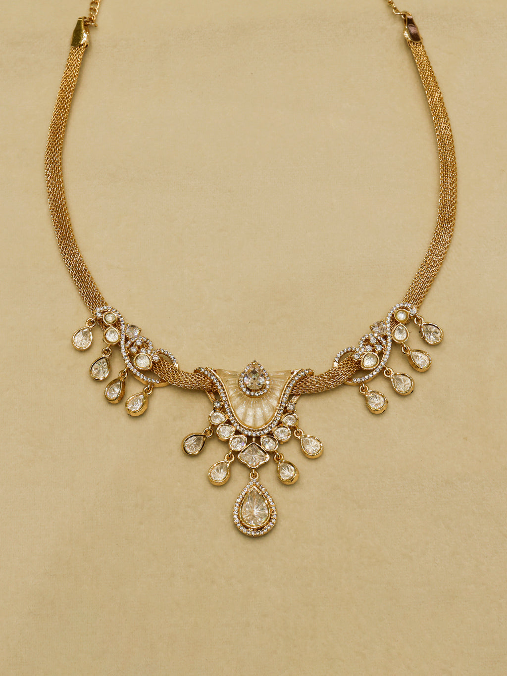 Aanura White Stone Drop Necklace Set