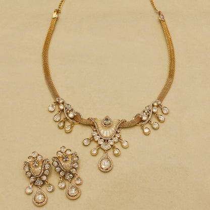 Aanura White Stone Drop Necklace Set