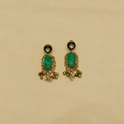 Aanura Pink Stone Antique Pendant Necklace Set