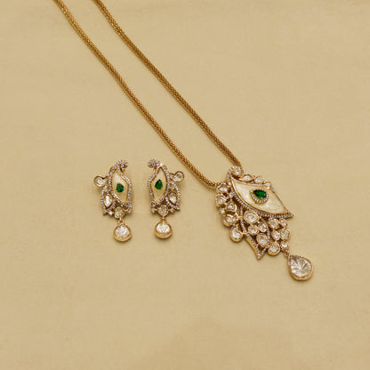 Aanura White Leaf Pendant Necklace & Earrings