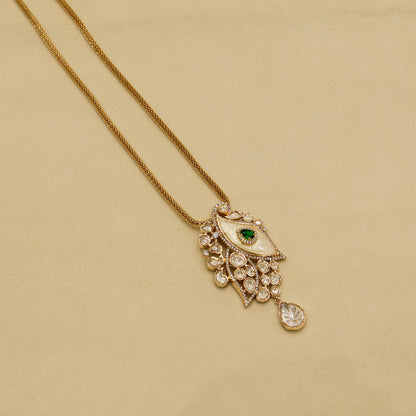 Aanura White Leaf Pendant Necklace & Earrings