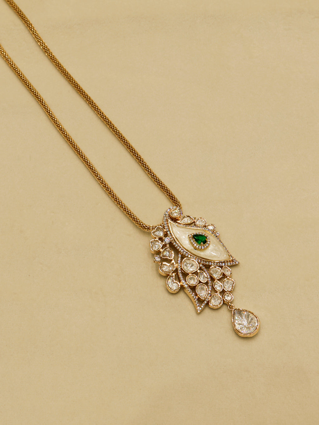 Aanura White Leaf Pendant Necklace & Earrings
