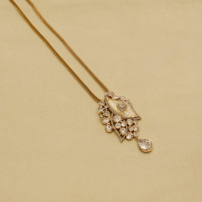 Aanura White Leaf Pendant Necklace & Earrings