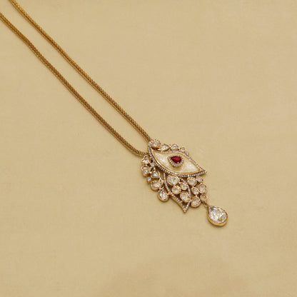 Aanura White Leaf Pendant Necklace & Earrings