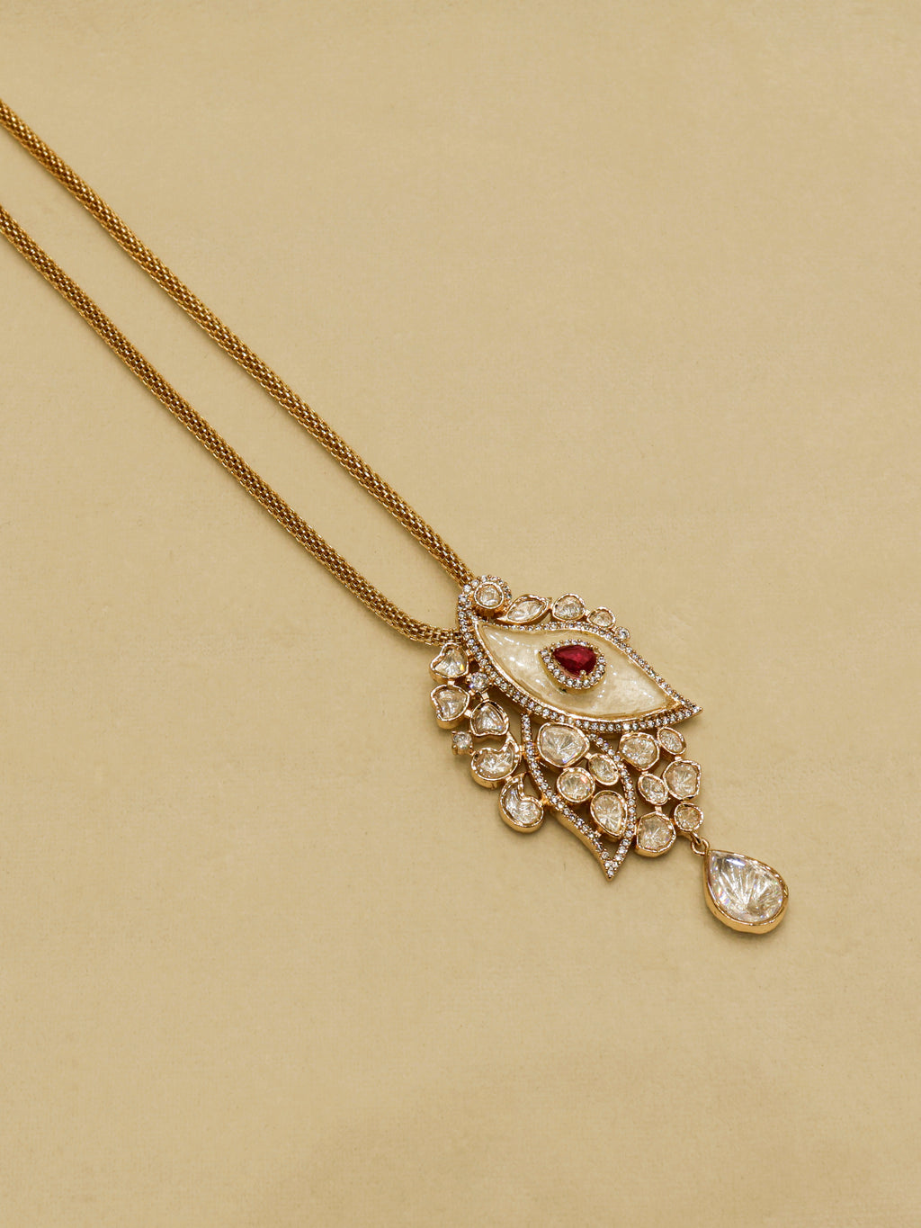 Aanura White Leaf Pendant Necklace & Earrings