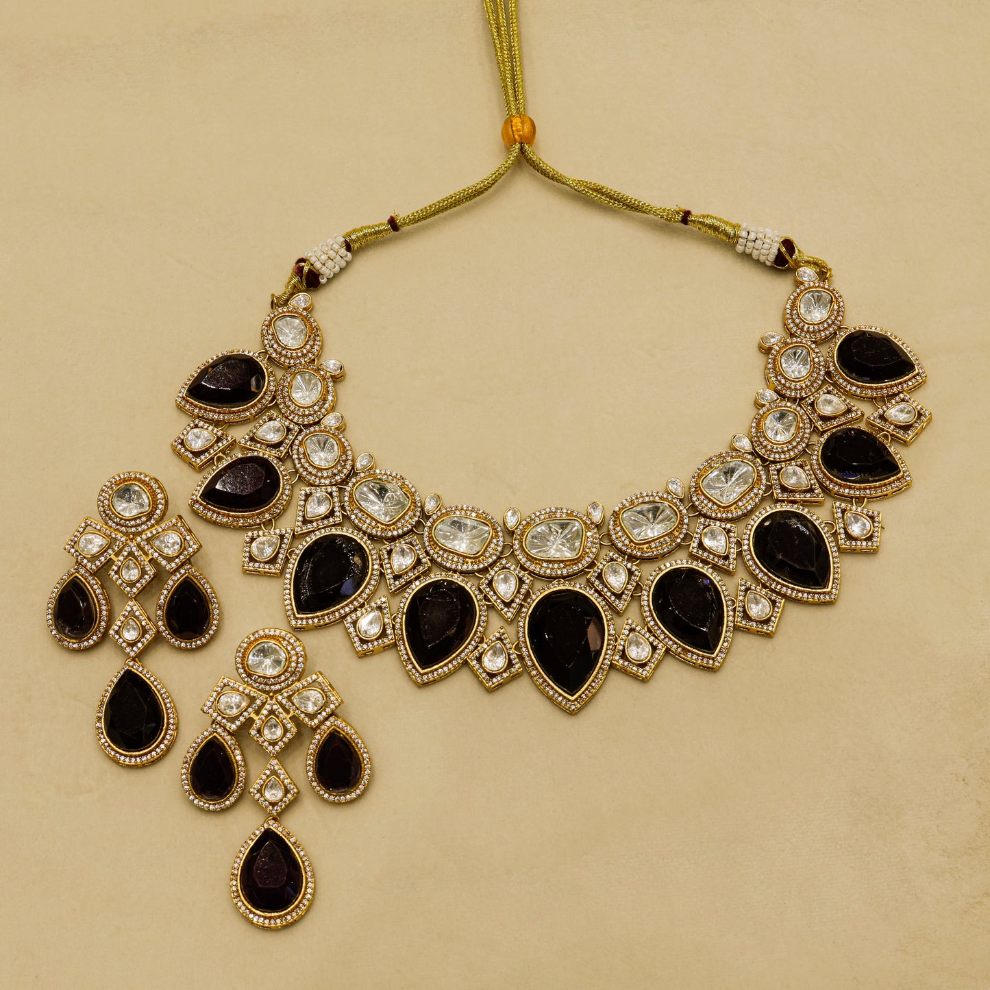 Aanura Grand Red Bridal Necklace with Kundan Embellishments