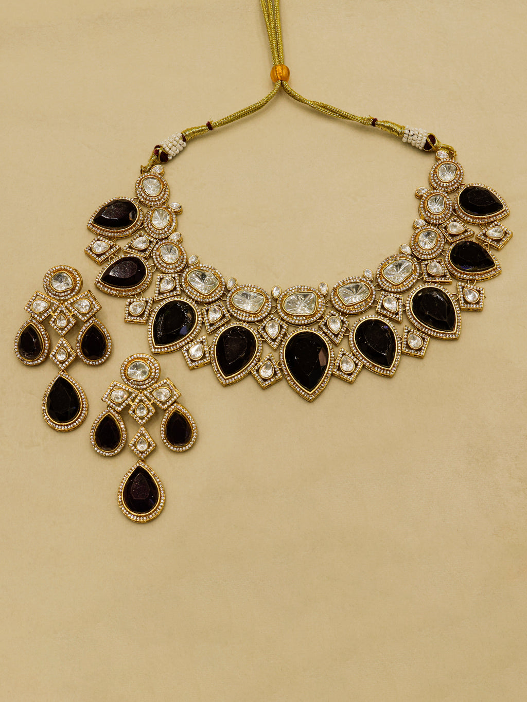 Aanura Grand Red Bridal Necklace with Kundan Embellishments