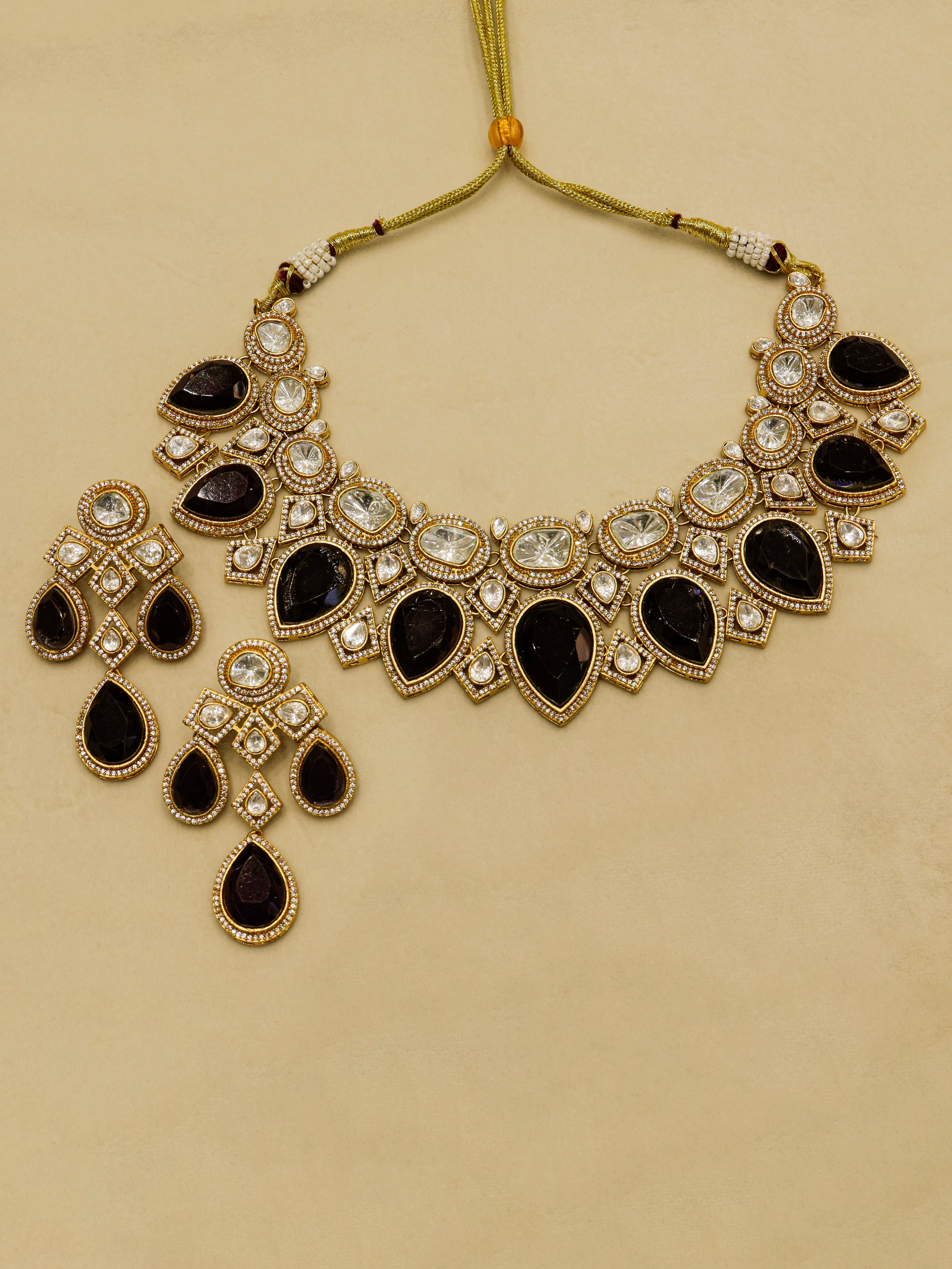 Aanura Grand Red Bridal Necklace with Kundan Embellishments