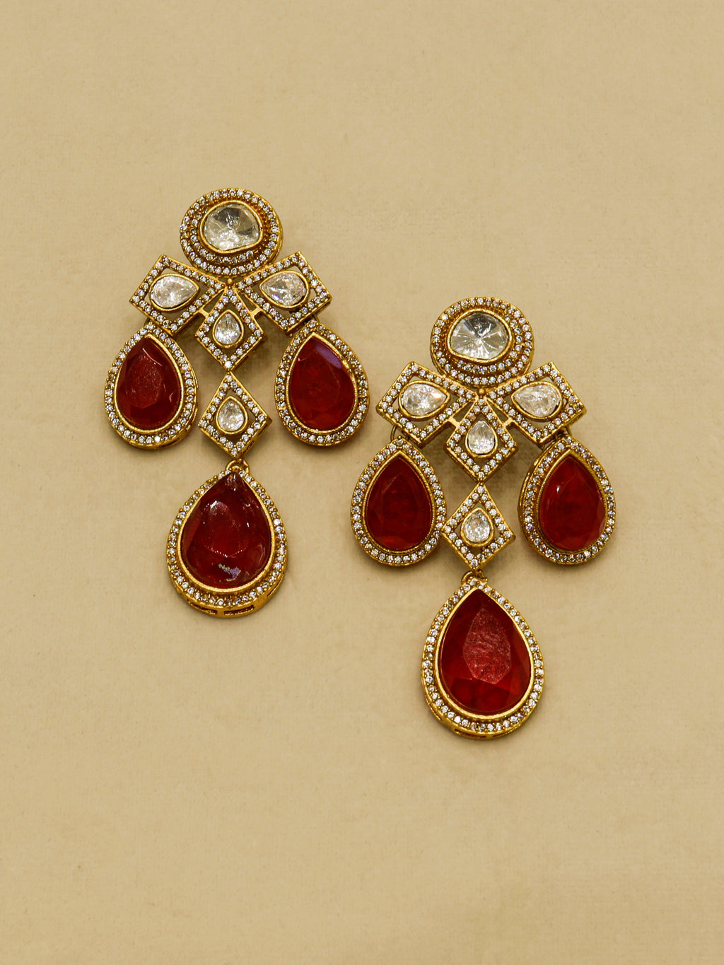 Aanura Grand Red Bridal Necklace with Kundan Embellishments