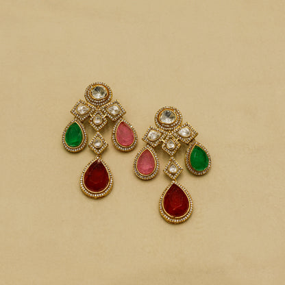 Aanura Grand Red Bridal Necklace with Kundan Embellishments