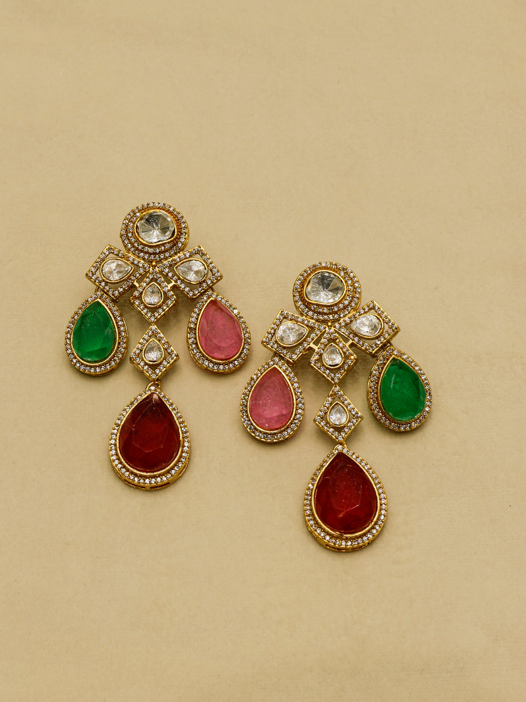 Aanura Grand Red Bridal Necklace with Kundan Embellishments