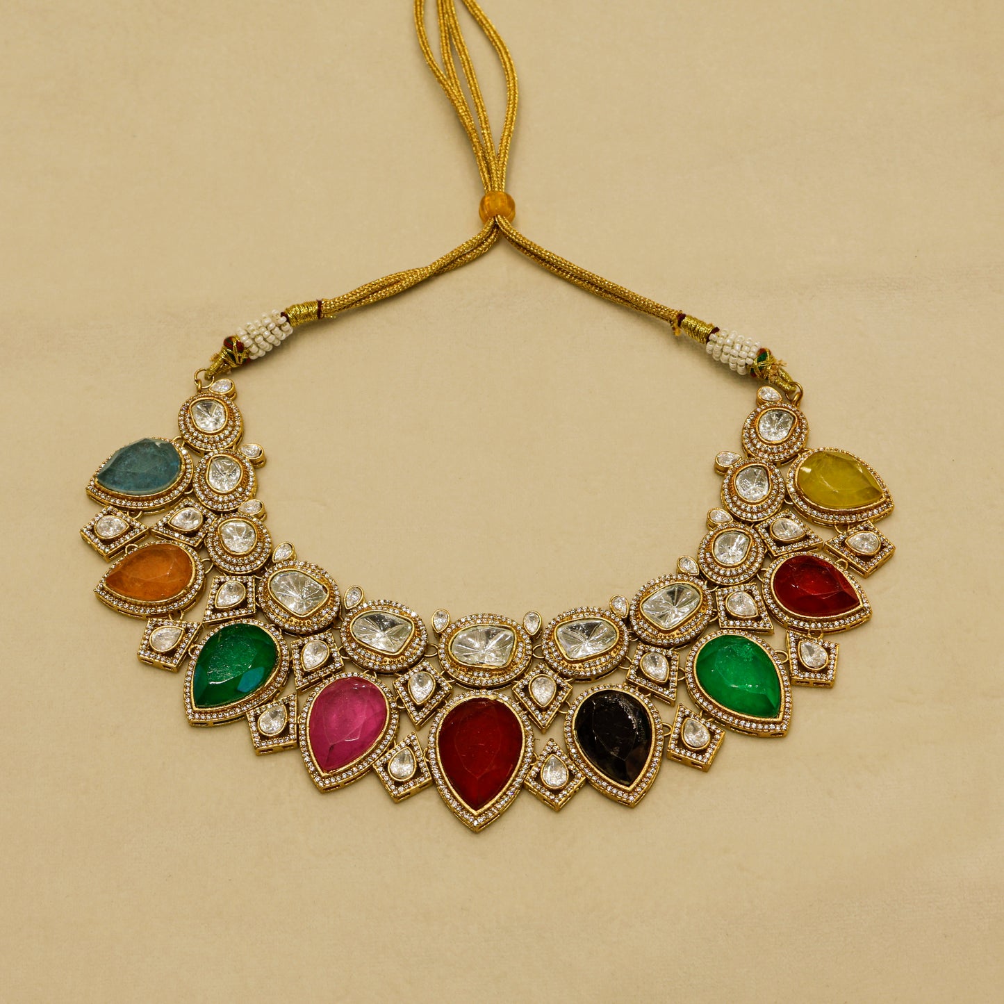 Aanura Grand Red Bridal Necklace with Kundan Embellishments