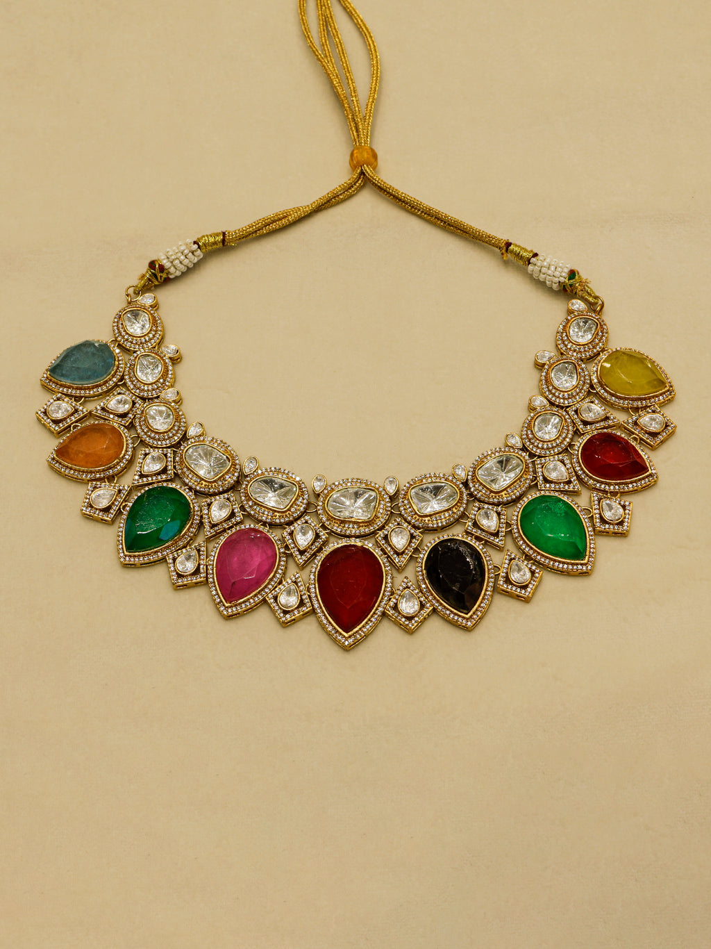 Aanura Grand Red Bridal Necklace with Kundan Embellishments