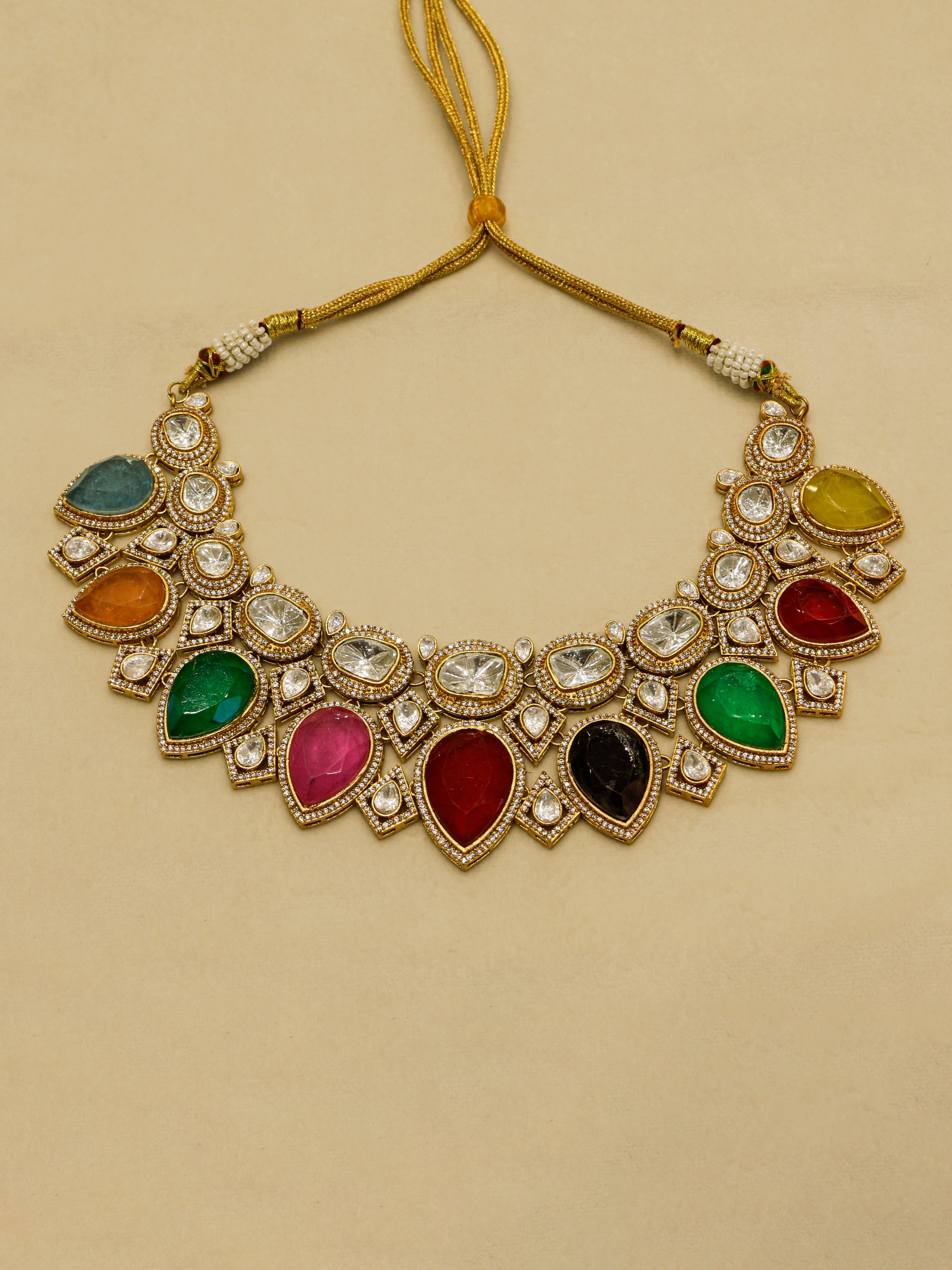 Aanura Grand Red Bridal Necklace with Kundan Embellishments