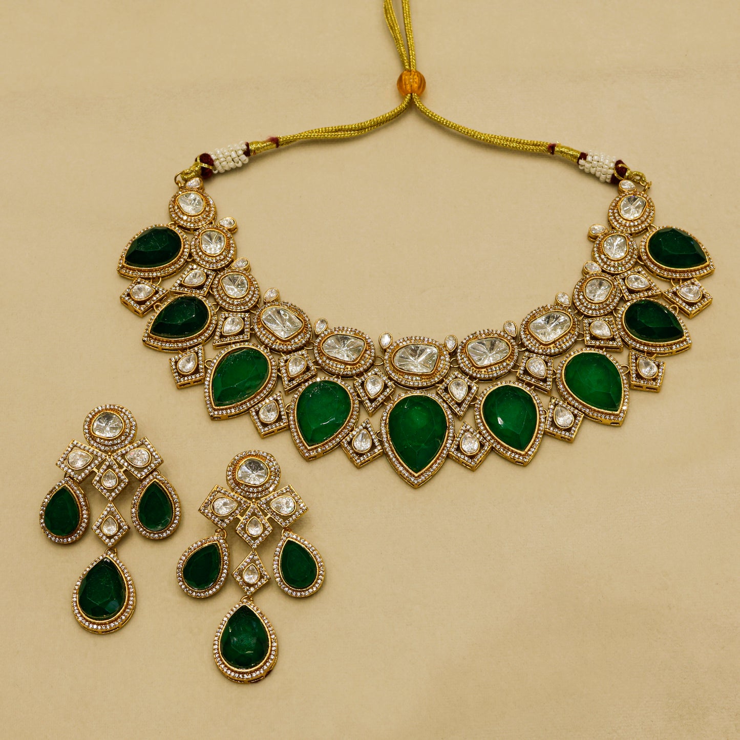 Aanura Grand Red Bridal Necklace with Kundan Embellishments