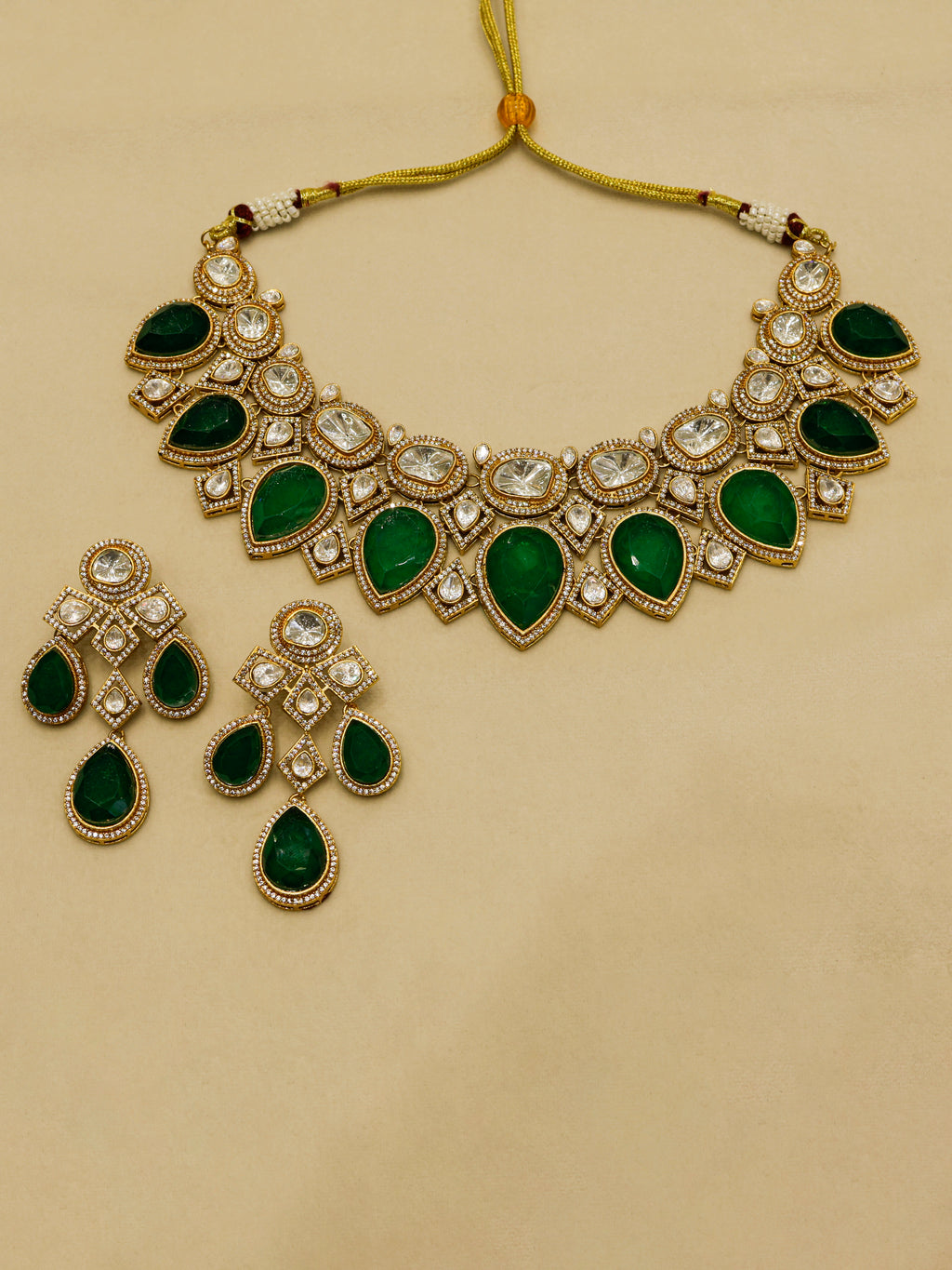Aanura Grand Red Bridal Necklace with Kundan Embellishments
