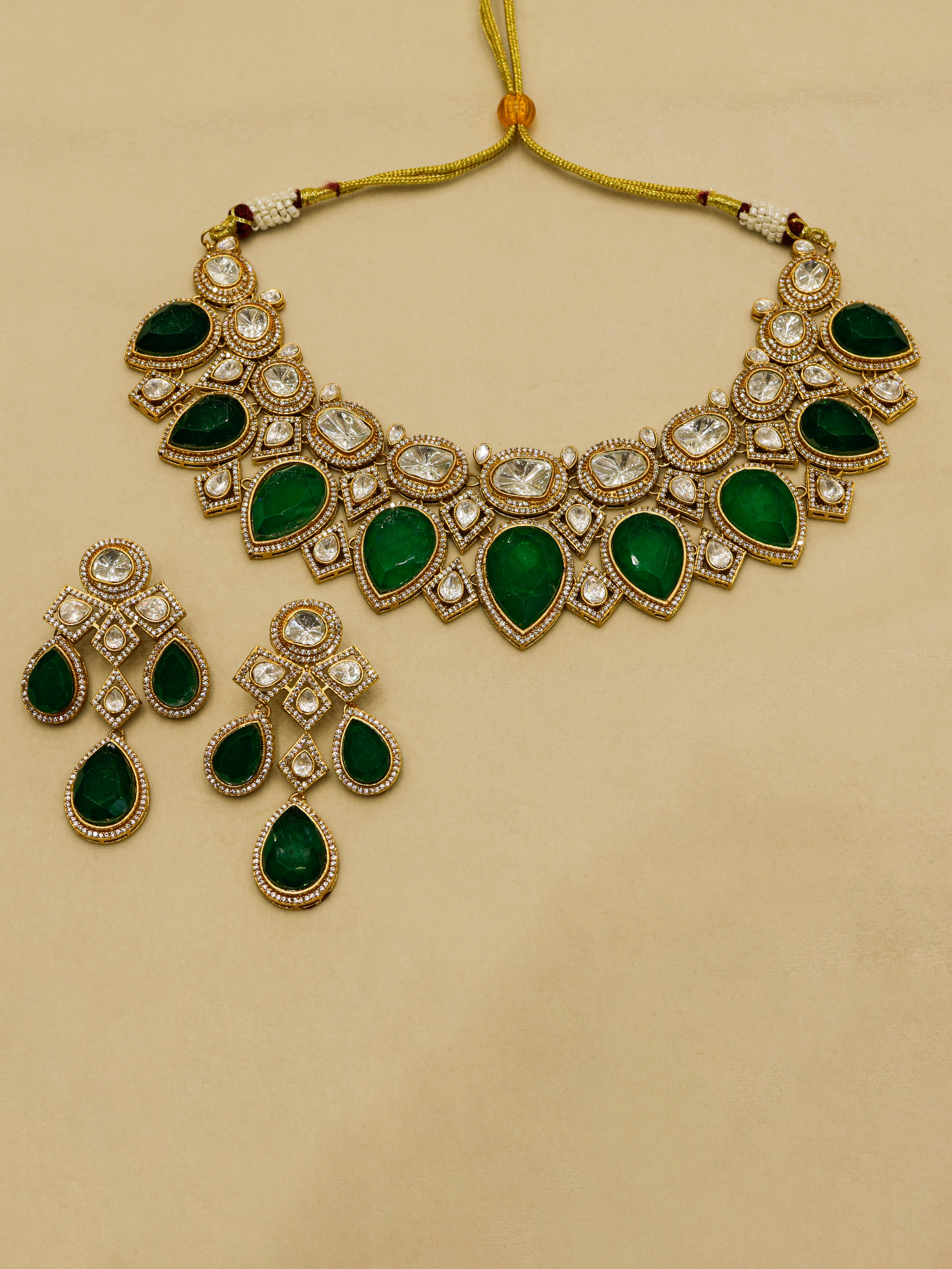 Aanura Grand Red Bridal Necklace with Kundan Embellishments