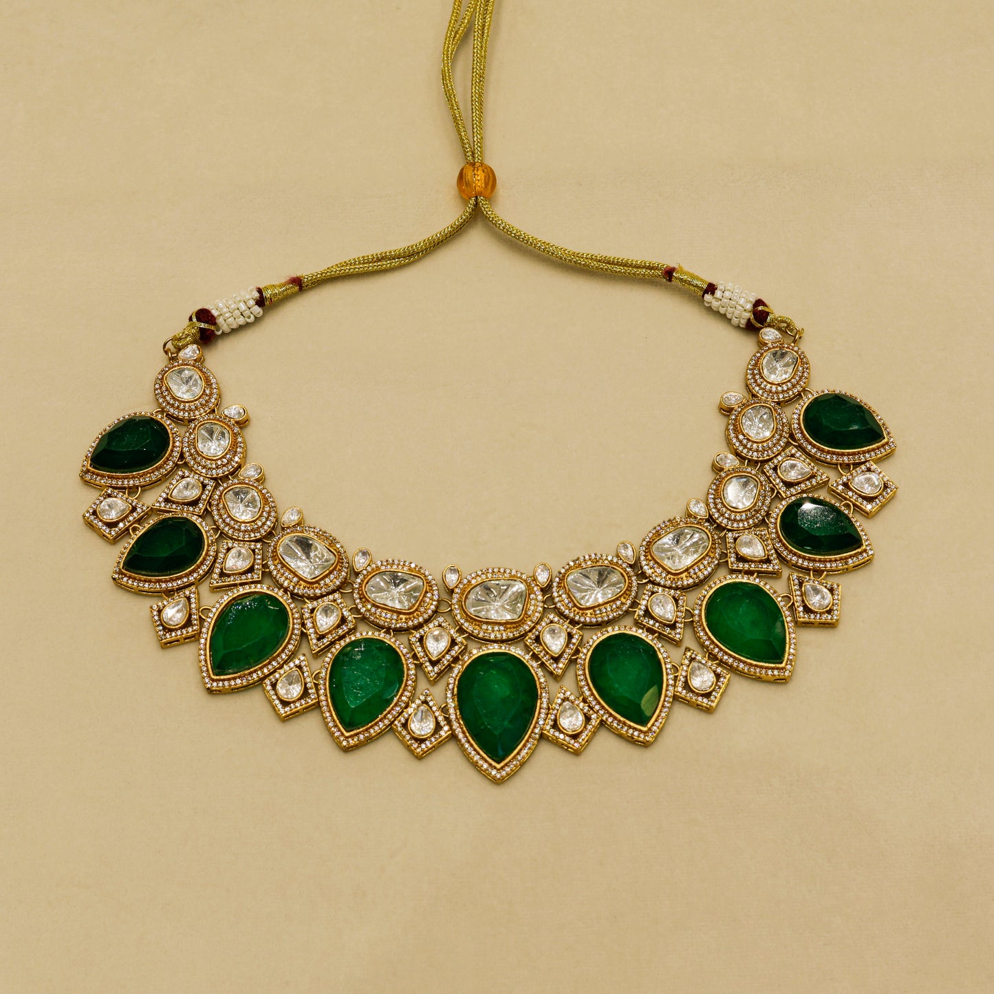 Aanura Grand Red Bridal Necklace with Kundan Embellishments